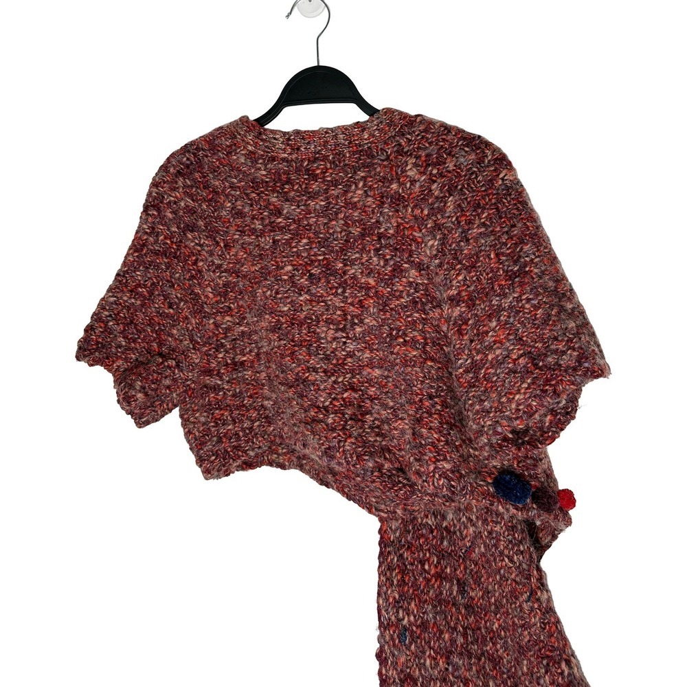 Anthropologie Womens Handknit By Dollie Cropped Handknit Pom Wrap Cardigan Scarf - Picture 3 of 12